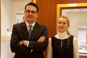 Марко Чито-директор Parmigiani Fleurier SA, Елена Глызина-управляющая Салона часов